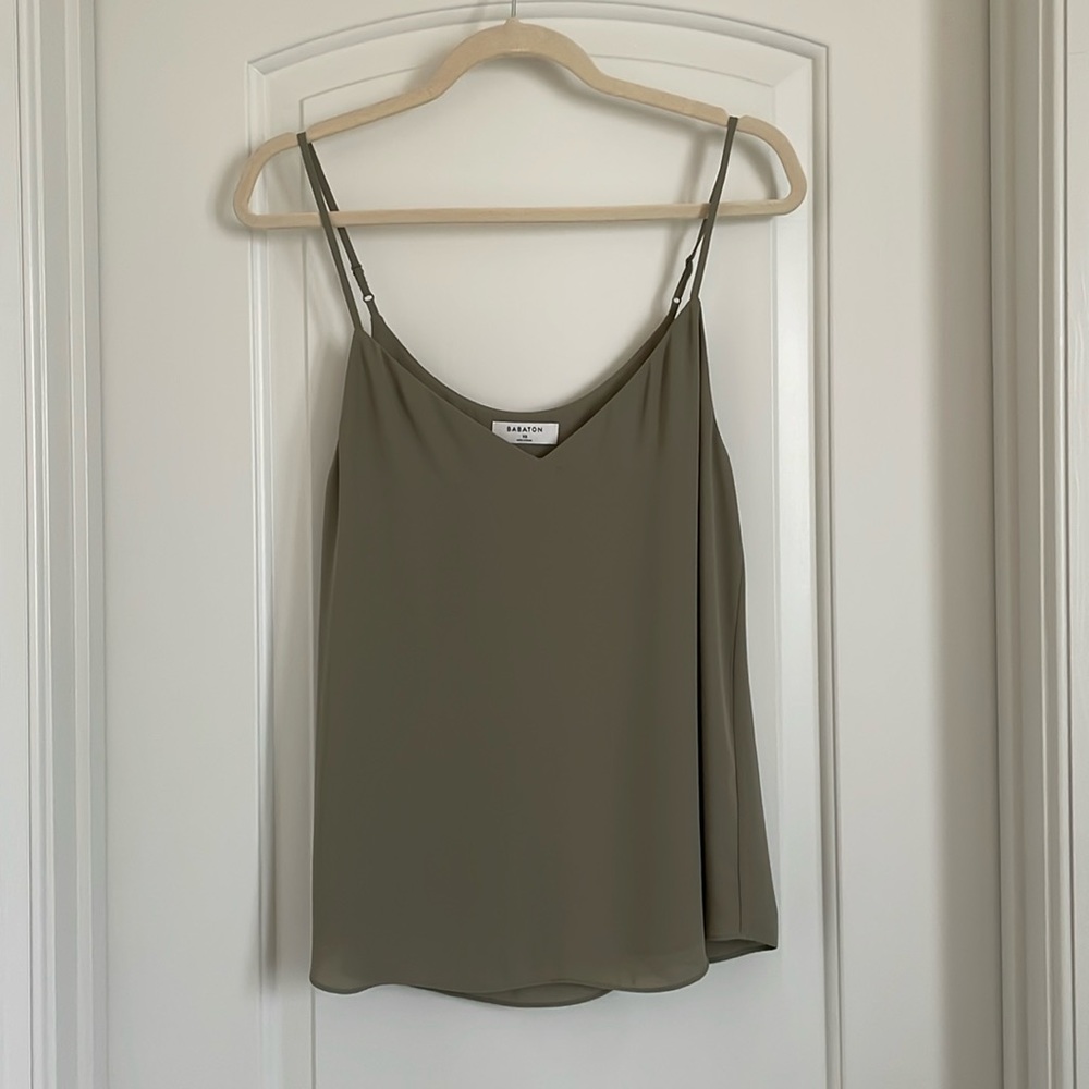 Babaton Olive Green Silk Camisole